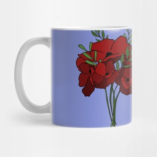 Red poppies flowers illustration Mug